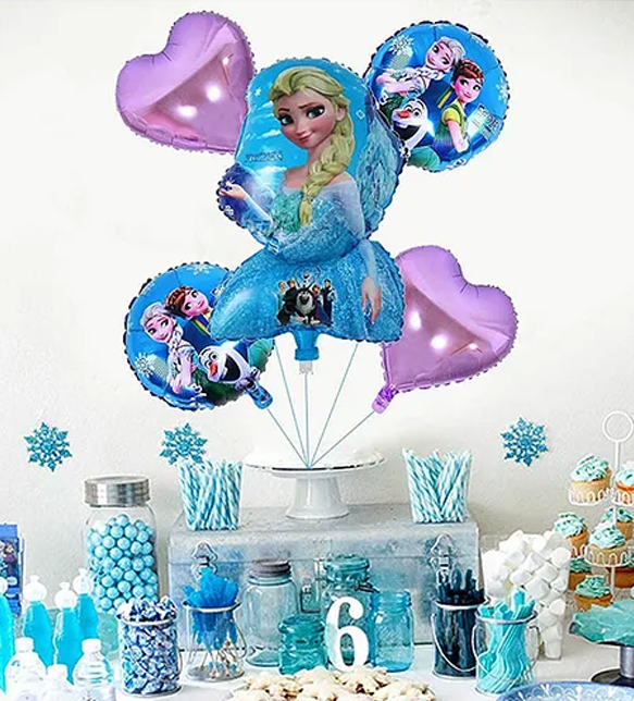 Decofy 39 Pcs Birthday Decoration Kit | Frozen Elsa Balloon & Banner Party Decoration Set | Winter Wonderland Birthday Party Décor for Girls | Women