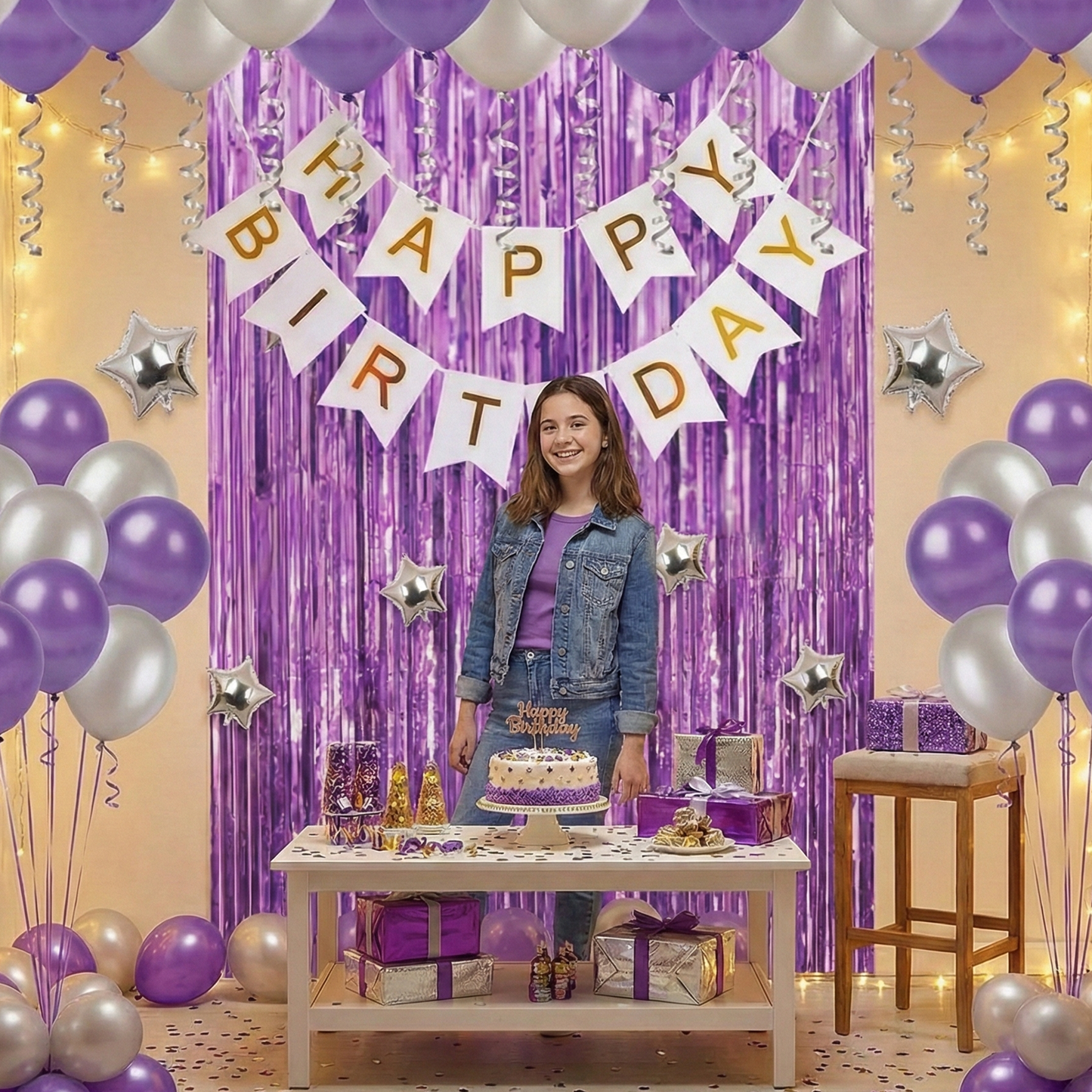 Decofy 25 Pcs Combo Purple Theme Birthday Decoration Kit | Complete Birthday Decor Items with Banner & Party Accessories-Suitable For All Age Group