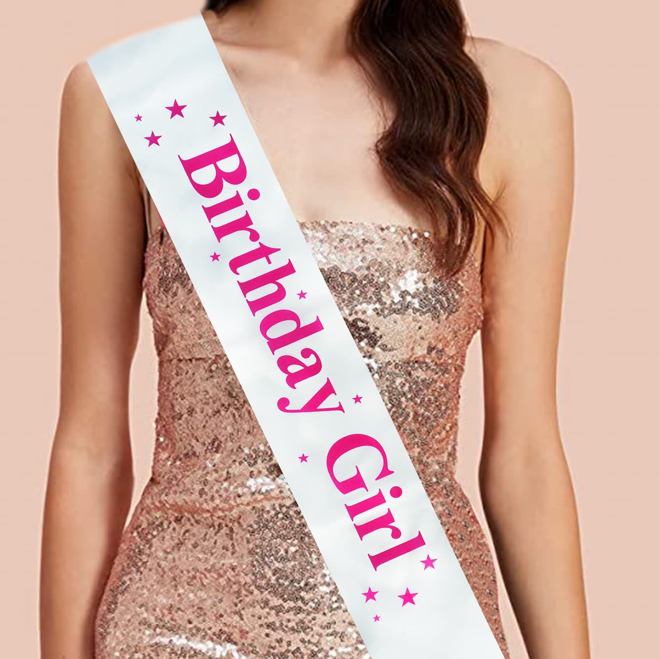 Unique Creations Birthday Girl Pink Sash with Beautiful Rhinstone Tiara Crown Set with Safety Pin for Women's & Girls (Heart Design)