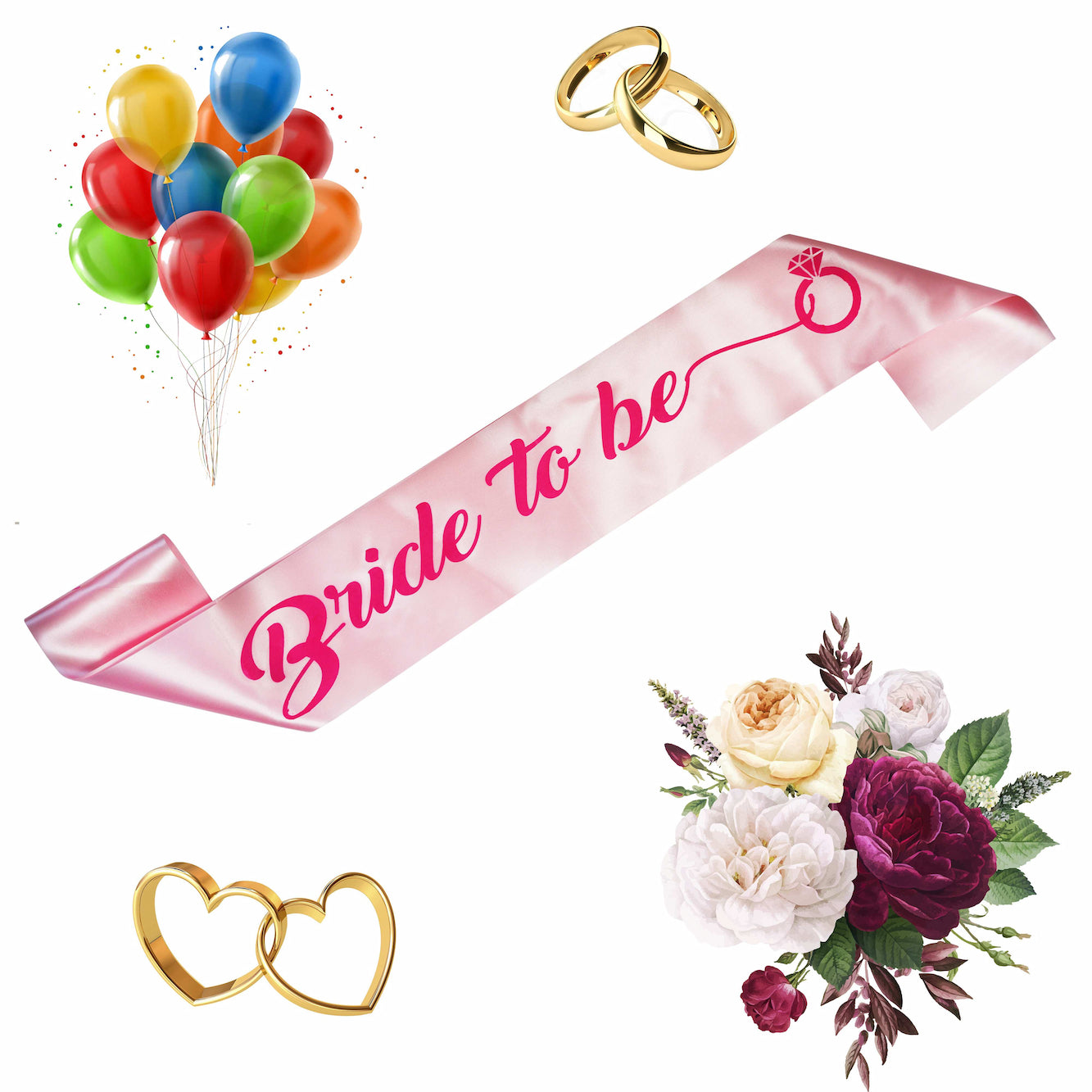 Decofy Bride to Be Pink Sash | Groom to be Sash | Bachloratter Party Decor| Bride Groom Combo Set - Safety Pin (2 Pc Set)