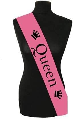 Decofy Queen Sash Crown Set for & Girls | Satin Birthday Sash with Silver Rhinestone Tiara | Party, Pageant, Wedding & Special Event Accessory