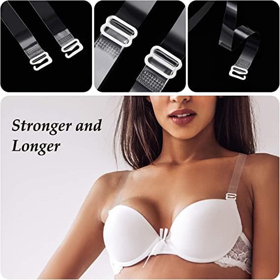 TrendyTrolley 15 MM Silicone Transparent Bra Straps For Women | Invisible Clear Bra Straps Strong Grip For Girls & Womens (4 Pairs)