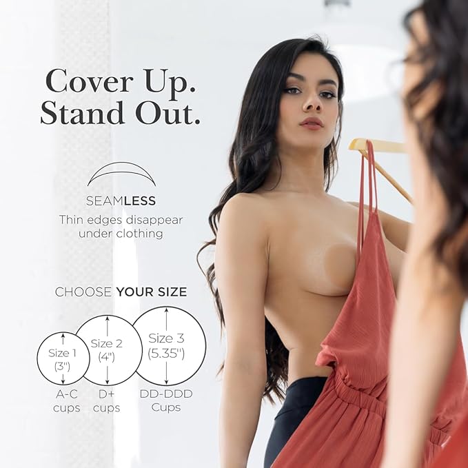 TrendyTrolley Nipple Covers for Women - Sticky Adhesive Silicone Pasties - Reusable Pasty Nipple Cover (1 Pair) Beige