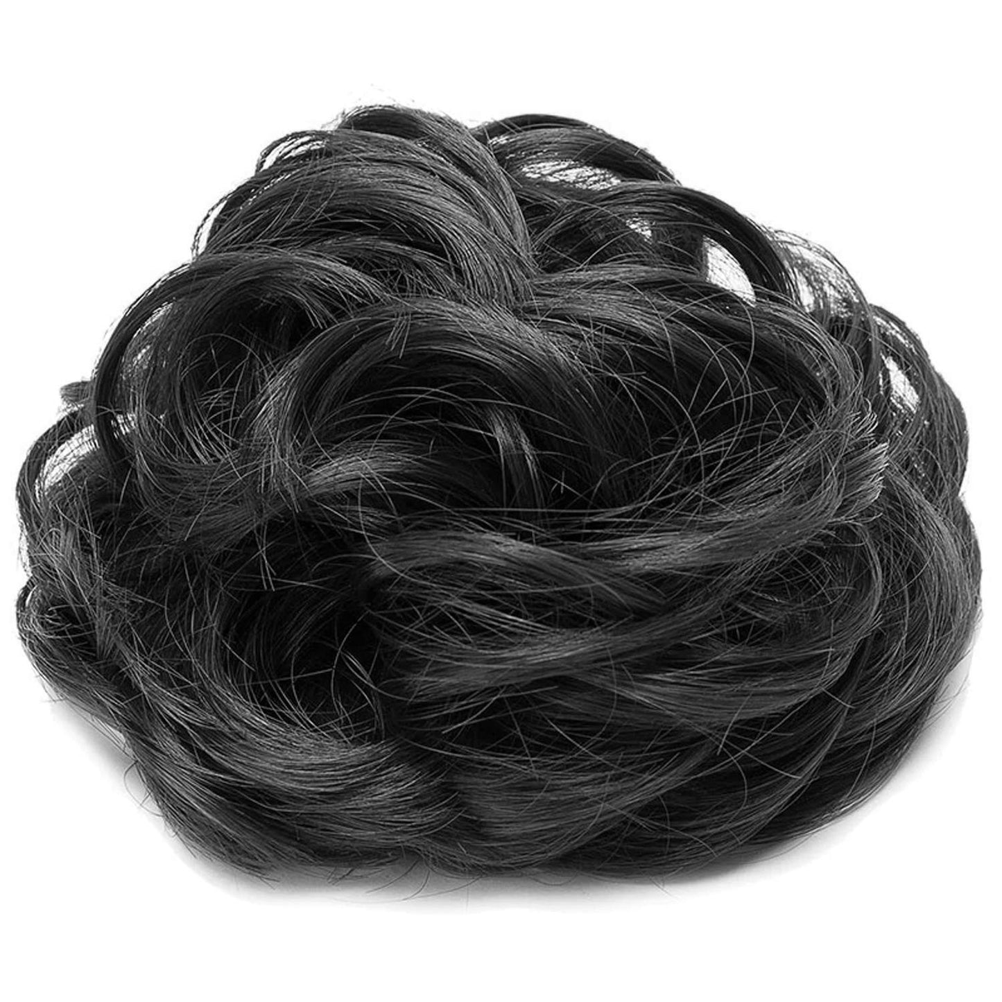 TrendyTrolley Hair Bun For Women Stylish - Juda Hair Messy Bun | Hair Extension - Artificial Donuts Maker Scrunchies - With Elastic Rubber band - Black - 1 Pc - (25GR)