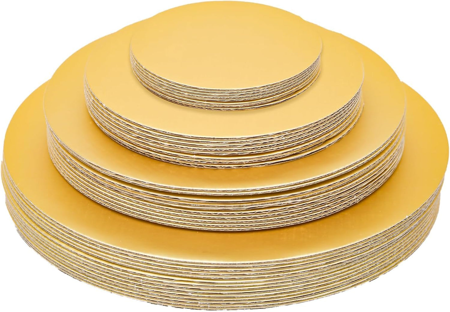 TrendyTrolley 20 Pcs Round Cake Base Board Set | 7 8 9 10 inch- 5 Pcs Each MDF Cardboard Disposable Cake Pizza Circle Scalloped Mate Golden Tart Decorating Base Stand