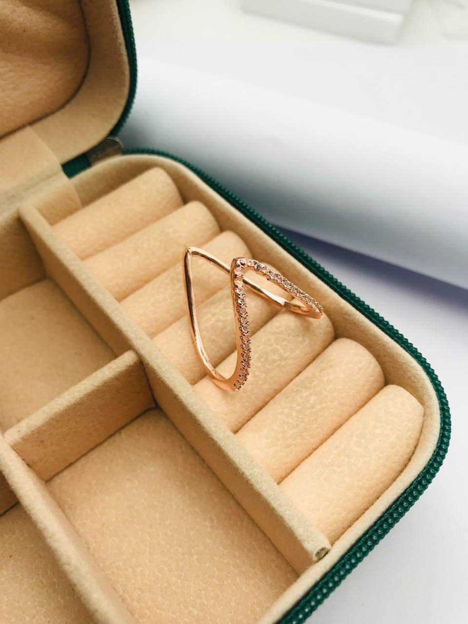 TrendyTrolley Blush Vertex Ring - 18k Rose Gold | Angular Design | Waterproof | Anti-Tarnish and Chic