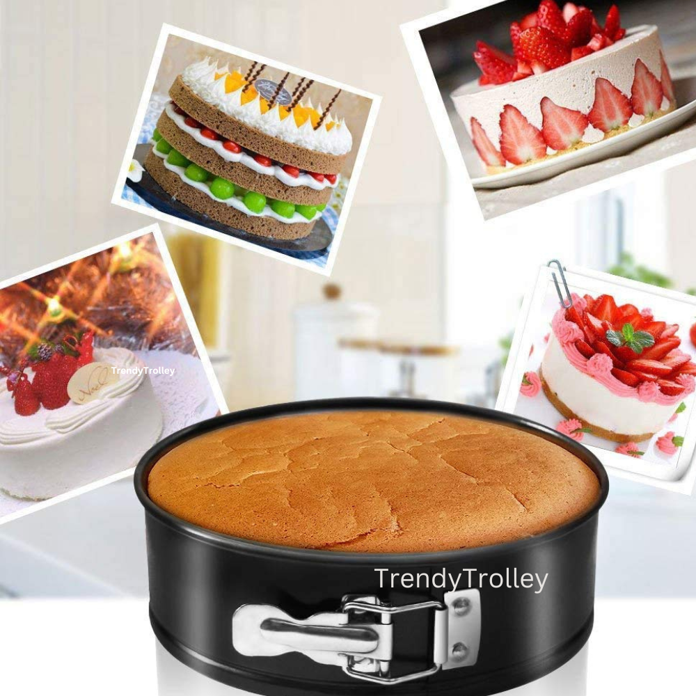 TrendyTrolley 3 Pc Cake Baking Combo Includes 6 Cavity Cupcake Tray,Bread Mould & 8.5 inch Cake Tin - Cake Baking Set