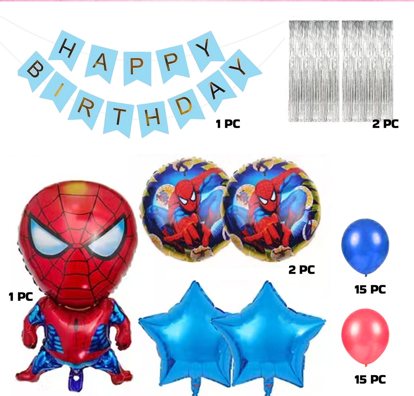 Decofy 40 Pcs Spiderman Theme Birthday Decoration Set | Superhero Spiderman Party Decoration Kit for Kids Birthday Celebration With Birthday Boy Blue Sash