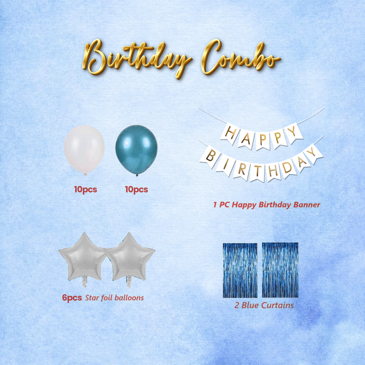 Decofy Blue & Silver Theme 29 Pcs Birthday Decoration Set | Premium Blue Silver Balloon Decoration Kit with Happy Birthday Banner for All age groups Party Decor Items