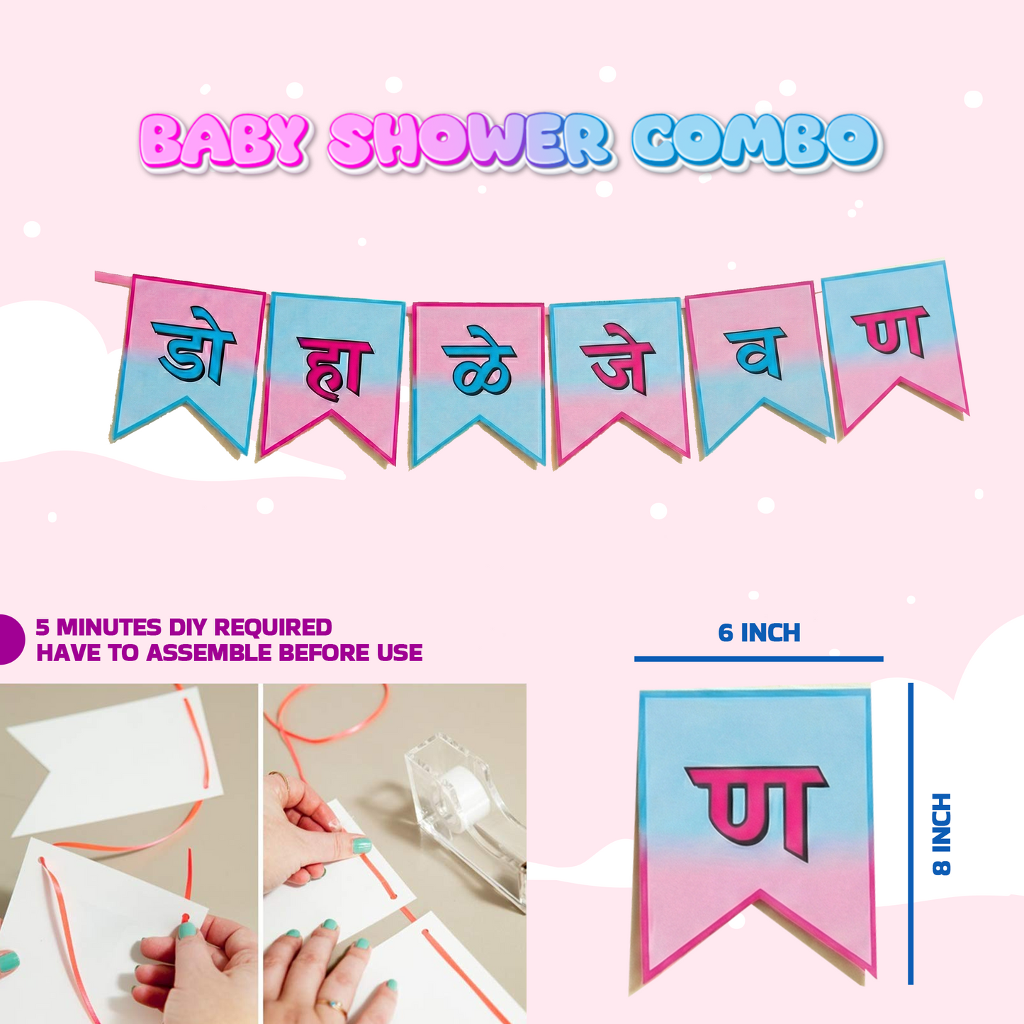 Decofy Dohale Jevan Decoration 39 Pcs Combo Set | Traditional Marathi Baby Shower Decoration Kit for Home | Dohale Jevan Party Décor for Mom-to-Be Celebration