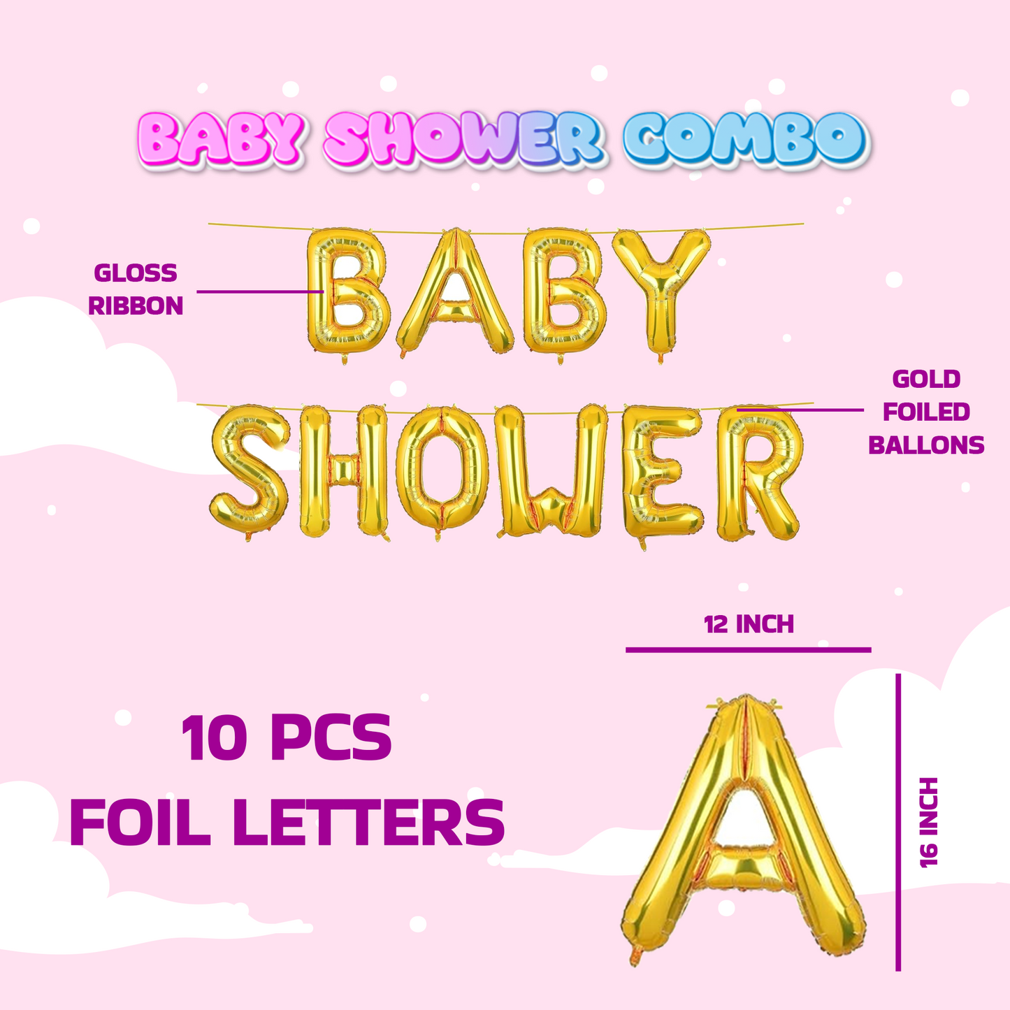 Decofy Baby Shower Decoration 31 Pcs Combo| Welcome Baby Party Decoration Set for Home With Balloons & Mom -Dad to Be Sash