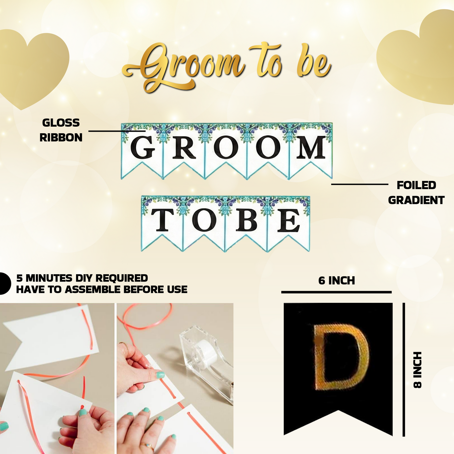 Decofy 36 Pcs Groom To Be Decoration Set | Stylish Pre-Wedding & Bachelor Party Decoration Kit for Groom Celebration & Surprise Setup With Groom To Be Black Sash