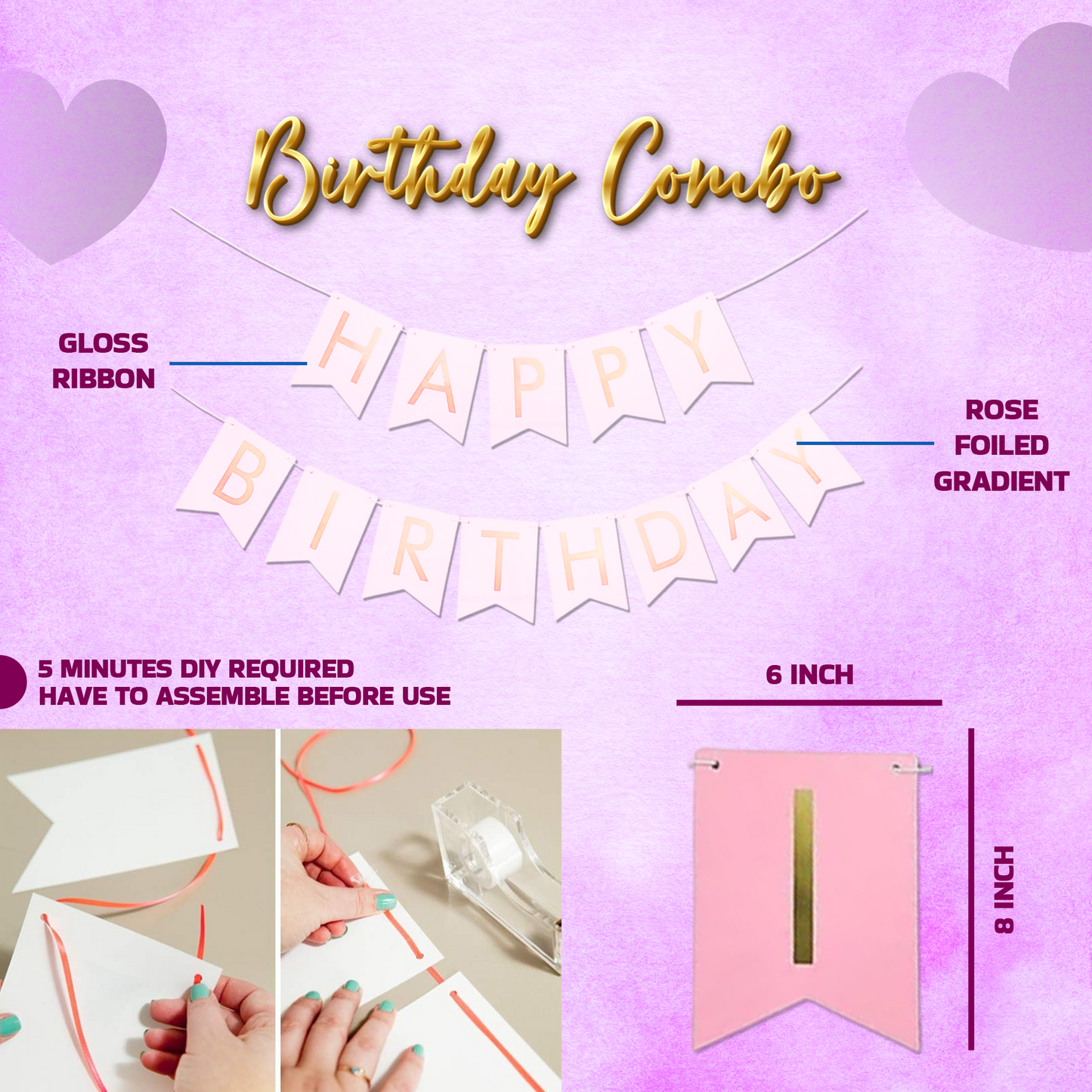 Decofy 25 Pcs Combo Purple Theme Birthday Decoration Kit | Complete Birthday Decor Items with Banner & Party Accessories-Suitable For All Age Group