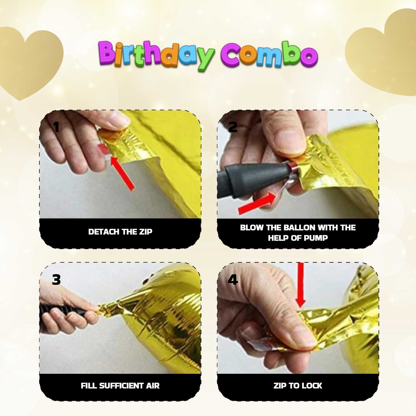 Decofy 34 Pcs Golden & Black Theme Birthday Decoration Kit | Gold and Black Balloon Decoration items With Happy Birthday Banner