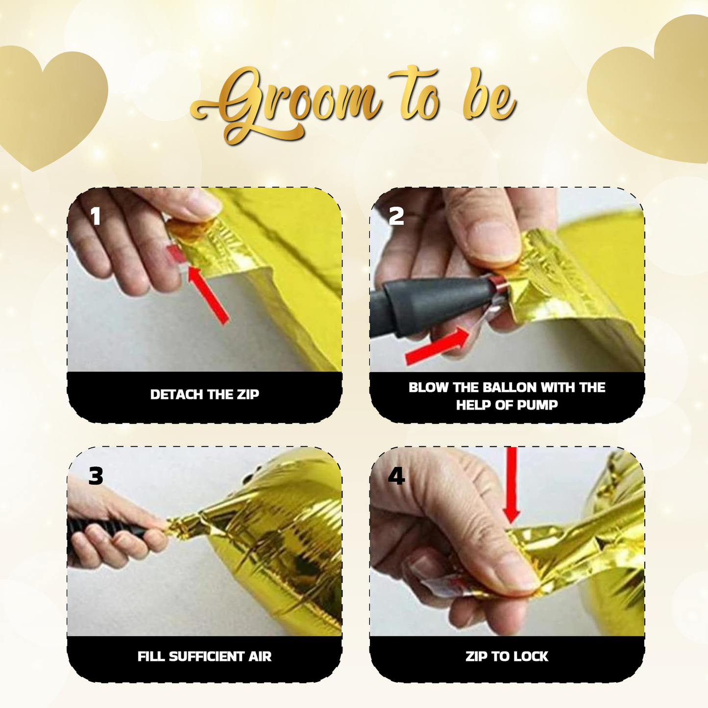 Decofy 36 Pcs Groom To Be Decoration Set | Stylish Pre-Wedding & Bachelor Party Decoration Kit for Groom Celebration & Surprise Setup With Groom To Be Black Sash