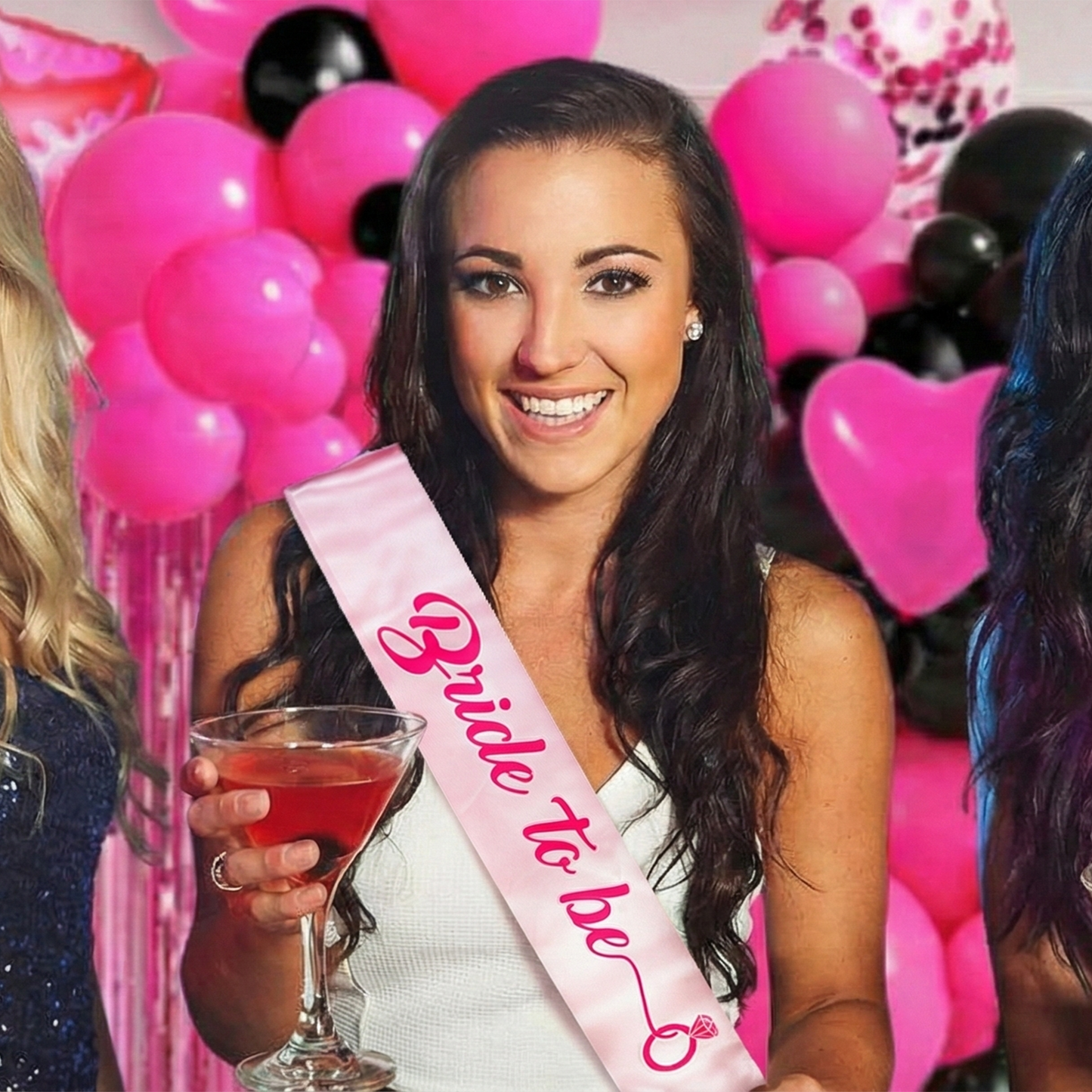 Decofy 41 Pcs Bride-to-Be Party Decoration Combo Kit | Bachelorette Decoration Set With Balloons ,Banner & Bride to Be Pink Sash