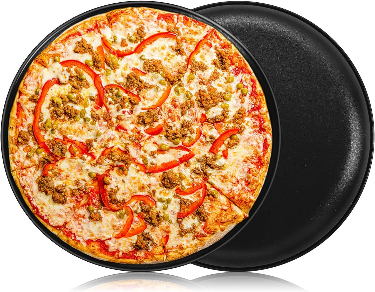 TrendyTrolley® Pizza Tray & Square Cake Tin Set | Non-Stick Oven Bakeware Combo | Great for Pizza, Brownies & Baking Gifts (2 Pc)