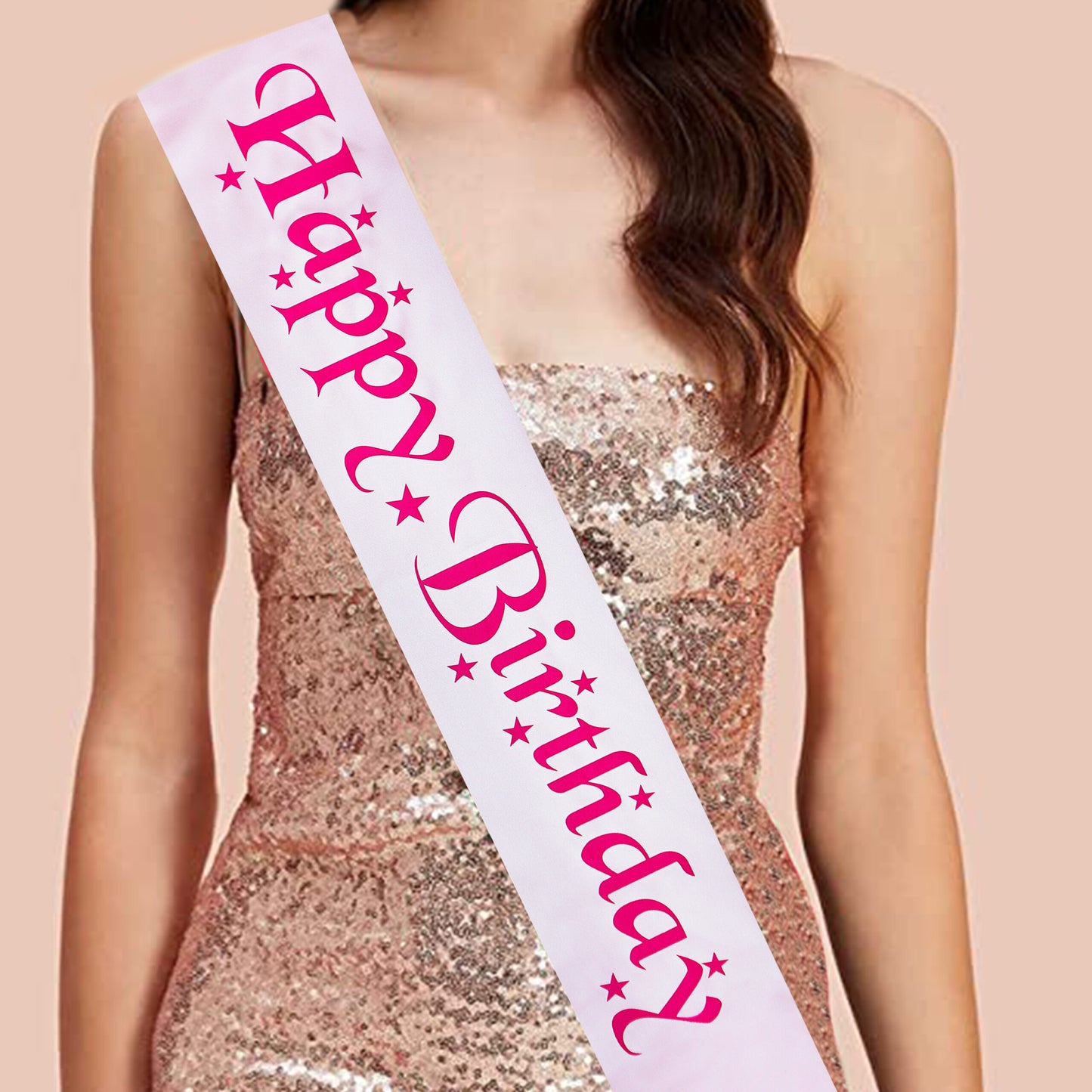 Decofy Birthday Girl Sash And Crown - Set of 2 Birthday Girl Sash And Tiara | Silver Crown For Birthday Girl | Pink Happy Birthday Sash for Girls | Birthday Decoration Items for Girls, Women