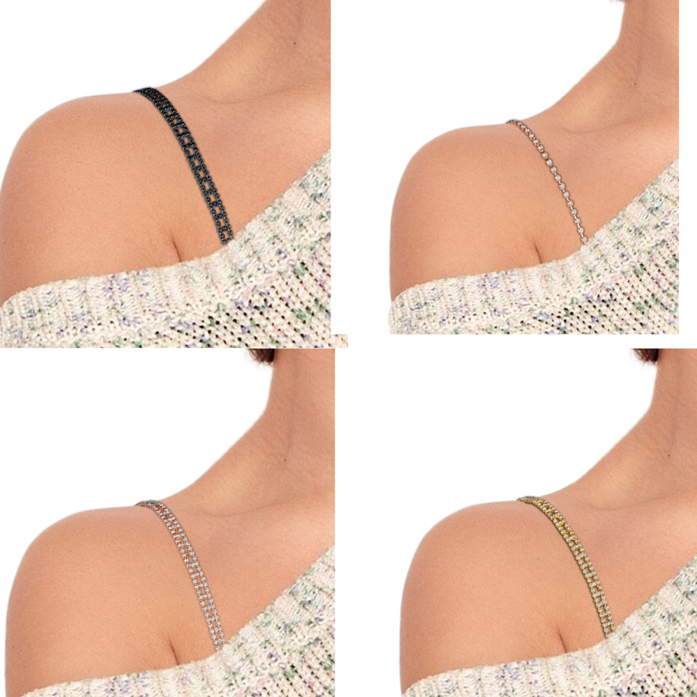 TrendyTrolley Fancy Adjustable Bra Straps for Women | Stylish & Comfortable For Dresses & Tops | Diamond & Pearl Design Non-Slip Bling Shoulder Straps for Wedding & Party Outfit