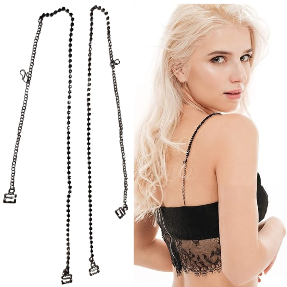Trendytrolley 12 Pcs Bra Straps Combo Set – 4 Fancy Diamond & Pearl Bra Straps (Silver, Black, Gold, Pearl) + 4 Colorful Elastic Bra Straps –4 Pairs Transparent 15mm Invisible Bra Straps