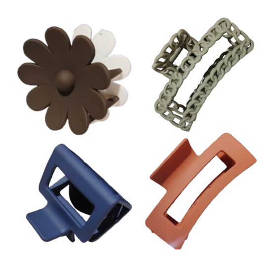 TrendyTrolley 4 Pc Large Hair Claw Clips Combo Set - Nonslip Ponytail Holder Hair Clips - Hair Clutcher-Matte Color Hair Clip For Women & Girls (HC-C1)