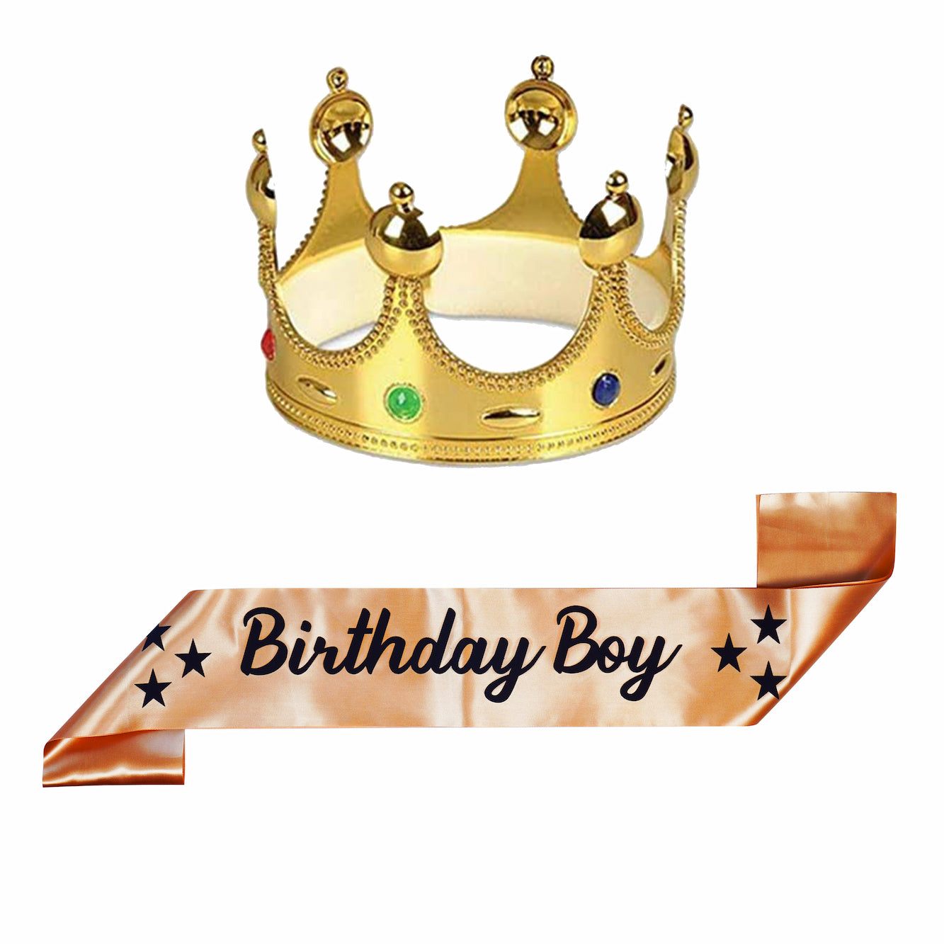 Happy Birthday Sash For Boys & Mens | Crown For Baby Boys King Adult Mens Suitable to everone -2 Pc