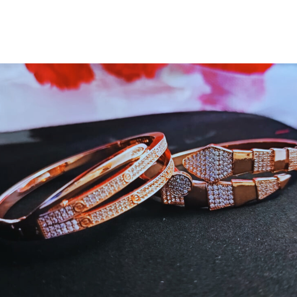 TrendyTrolley Stylish 2 Pc Kada Set – Snake Design Kada & Double Layer Kada | Bold Contemporary Statement for Daily & Festive Wear | Anti-Tarnish | Skin-friendly | Waterproof Jewellery