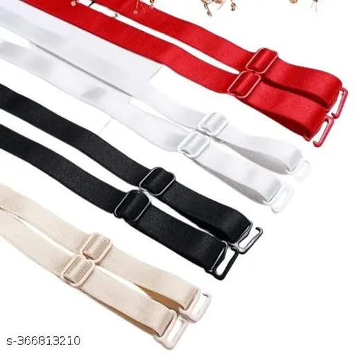 TrendyTrolley 4 Pc Elastic Bra Straps White | Black | Skin & Baby Pink Color-12 MM -Replacement Elastic Adjustable Shoulder Strap| Elastic Bra Strap (4 Pairs)