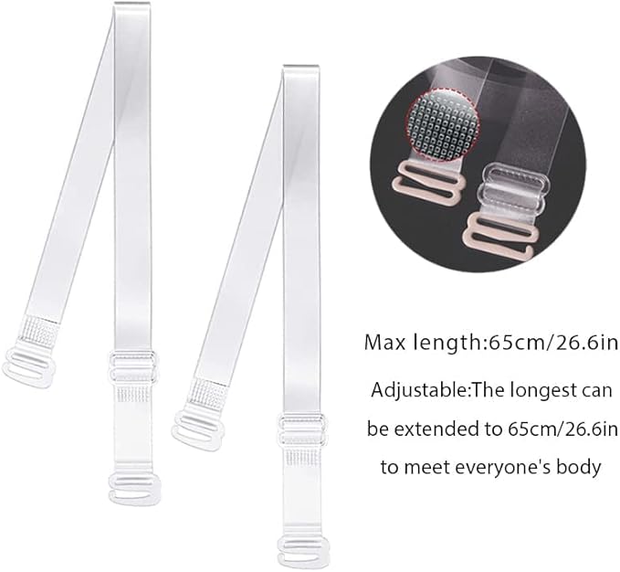 TrendyTrolley 15 MM Silicone Transparent Bra Straps For Women | Invisible Clear Bra Straps Strong Grip For Girls & Womens (4 Pairs)