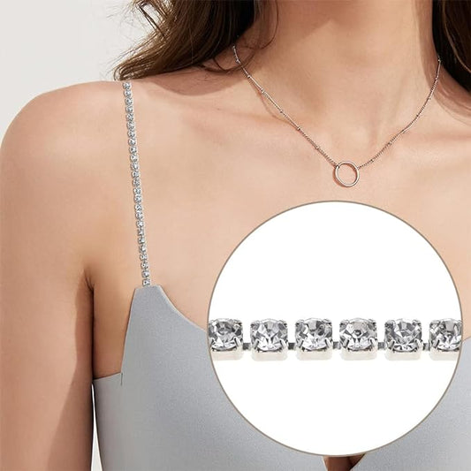 TrendyTrolley Silver Diamond Bra Straps for Women | Adjustable, Stylish & Detachable Rhinestone Straps for Dresses, Blouses | Premium Decorative Fashion Straps