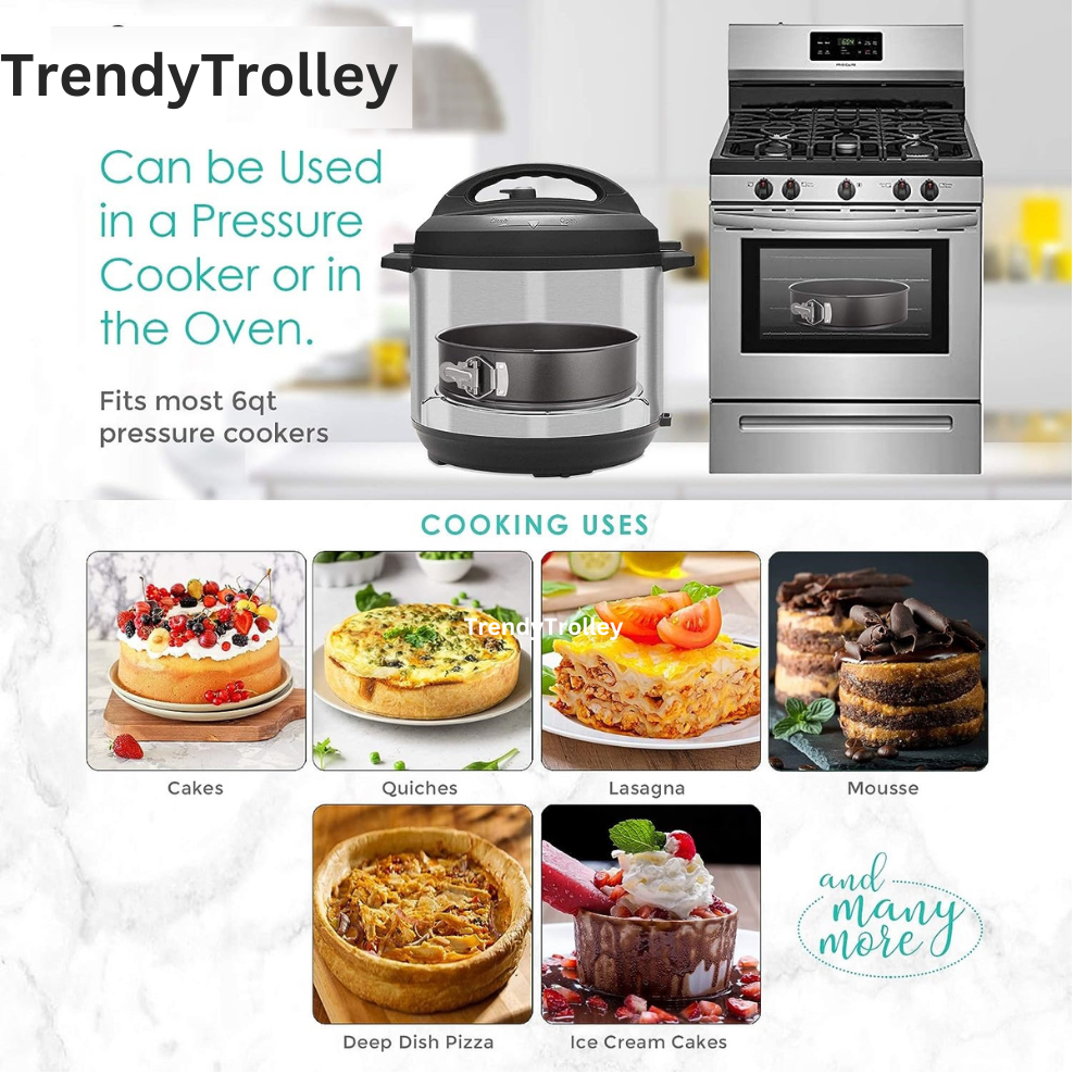 TrendyTrolley 3 Pc Round Cake Mould SpringForm Non Stick Carbon Steel Removable Bottom Premium Material Safe for Microwave,OTG Oven etc- 3 Pc Round Cake Mould