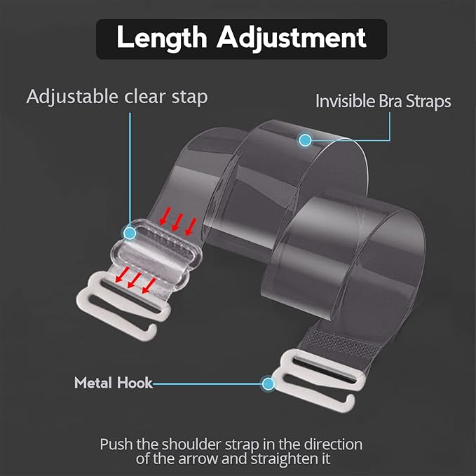 TrendyTrolley 15 MM Silicone Transparent Bra Straps For Women | Invisible Clear Bra Straps Strong Grip For Girls & Womens (4 Pairs)