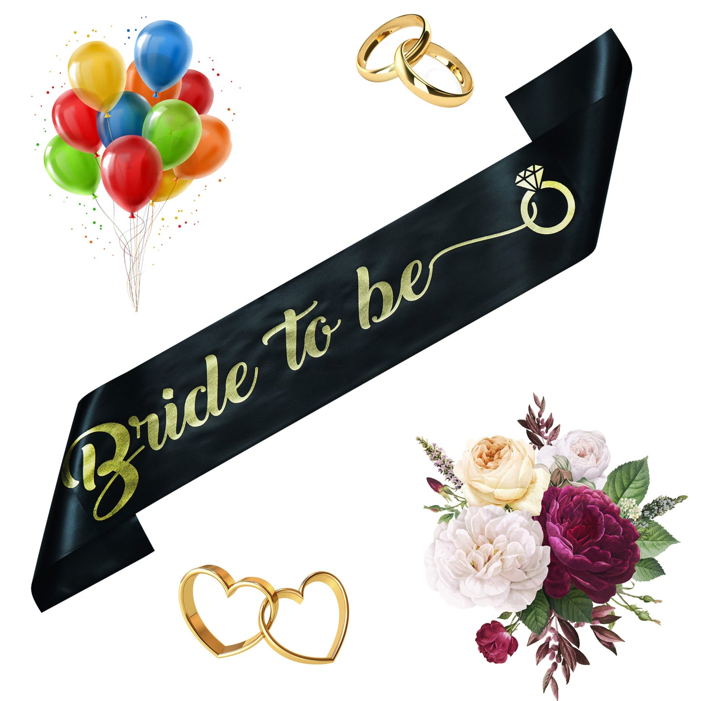 Decofy Bride to Be Decoration Set - Black Bride to Be Sash | Crow Tiara For Bridal Shower Party | Spinsters Party (Lotus-Black)