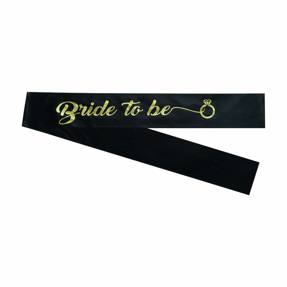 Decofy 2 Pc Bride & Groom Decoration Set | Bride to Be Black Sash | Groom To Be Blue Sash With Safety Pins