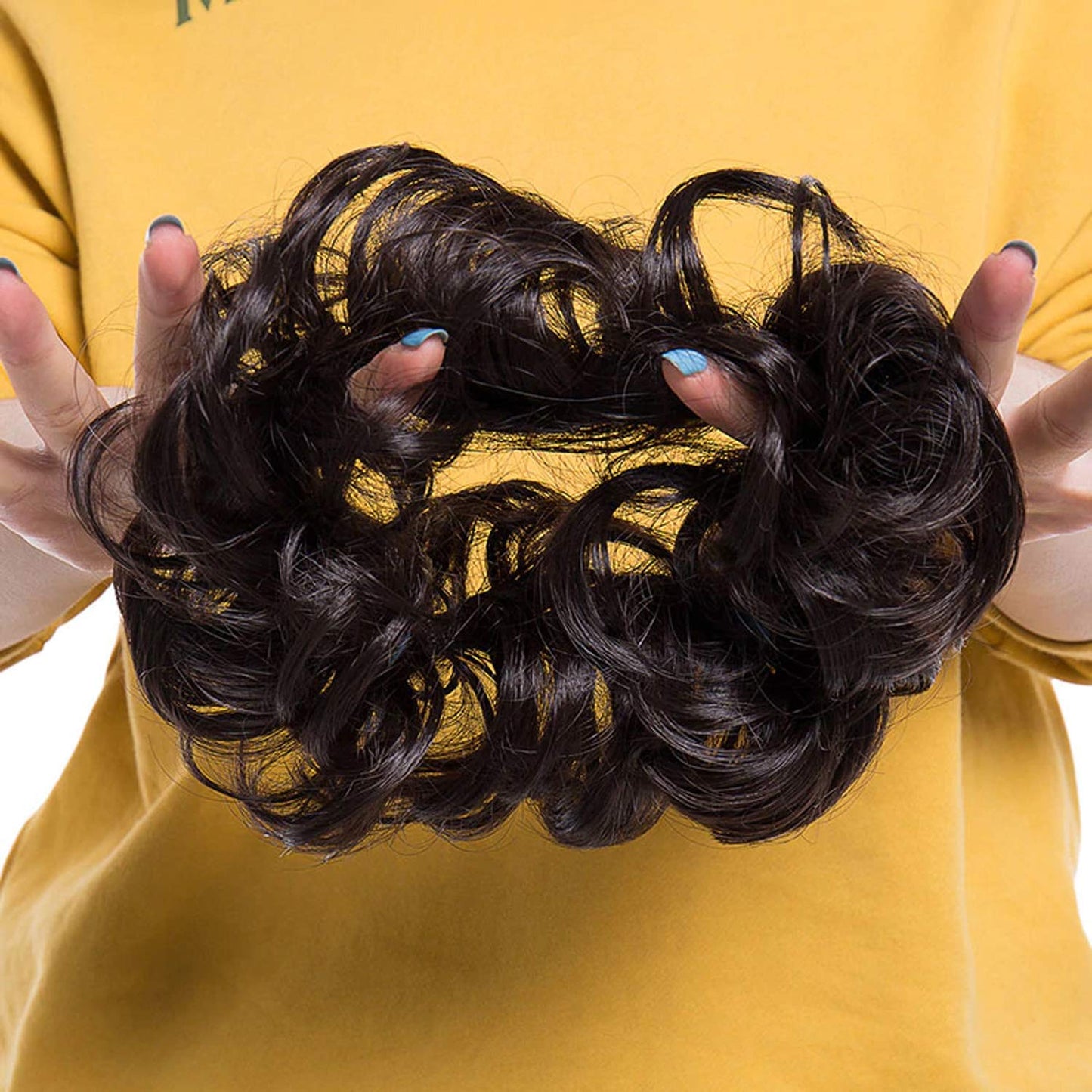 TrendyTrolley Hair Bun For Women Stylish - Juda Hair Messy Bun | Hair Extension - Artificial Donuts Maker Scrunchies - With Elastic Rubber band - Black - 1 Pc - (25GR)
