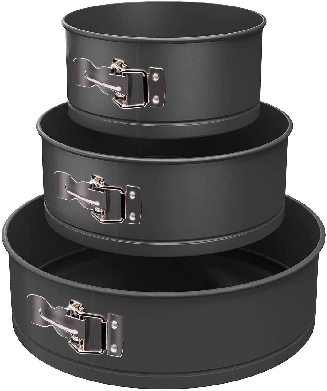 TrendyTrolley 3 Pc Round Cake Mould SpringForm Non Stick Carbon Steel Removable Bottom Premium Material Safe for Microwave,OTG Oven etc- 3 Pc Round Cake Mould