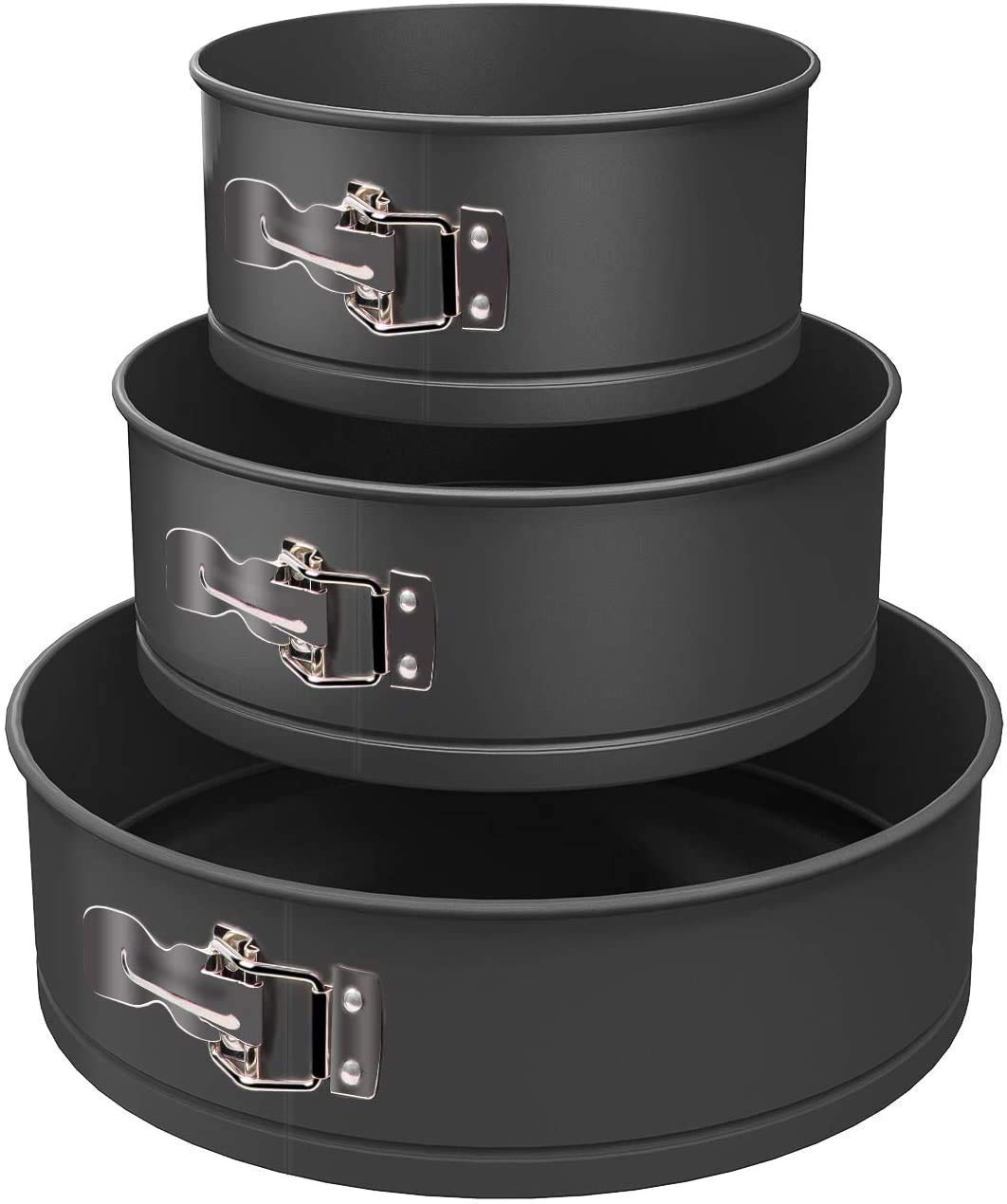 TrendyTrolley 3 Pc Round Cake Mould SpringForm Non Stick Carbon Steel Removable Bottom Premium Material Safe for Microwave,OTG Oven etc- 3 Pc Round Cake Mould