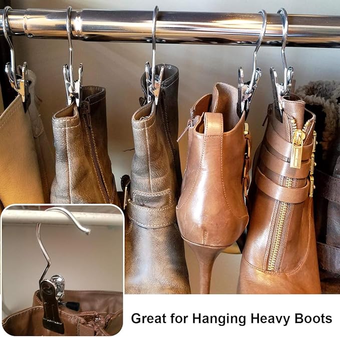 TrendyTrolley Clip Hangers | Laundry Hook Boot Hanging Hold Clips Portable Hanging Hooks Home Travel Hangers Clothing Clothes Pins (Pack of 4)