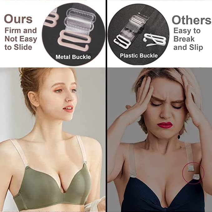 TrendyTrolley 15 MM Silicone Transparent Bra Straps For Women | Invisible Clear Bra Straps Strong Grip For Girls & Womens (4 Pairs)