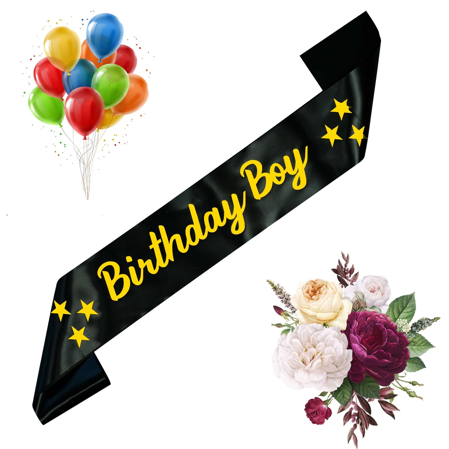 DECOFY Birthday Boy Sash Crown For Boys & Mens | Royal King Crown 2 Pc Set For Husband, Brother, Boyfriend, Friends | Birthday Sash For Boys