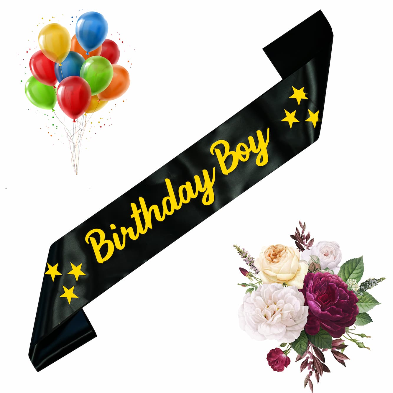 Decofy Birthday Boy Golden Sash For Kids, Boys & Mens | Happy Birthday Sash For Boys | Black Birthday Sash For Mens (1 Pc)