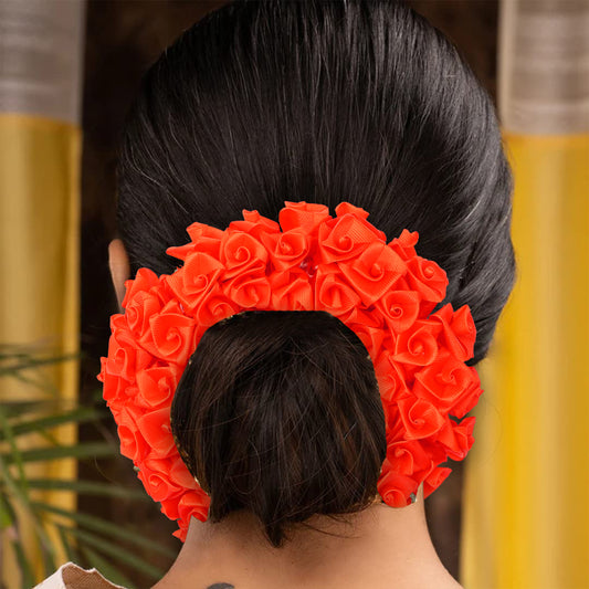 TrendyTrolley Artificial 2 Pc Mogra Gajra Red & White | Suitable For Wedding Haldi Bride to Be Mehendi Bharatnatyam Kathhak Dance (2 Pc) | Gajra For Hair