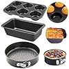 TrendyTrolley® 3 Pc Cake Baking Combo Set | Round Cake Tin + Muffin Tray + Bread Loaf Pan with 10 Inch Golden Cake Base Board | Non-Stick Bakeware for Oven | Home Bakers & Professionals