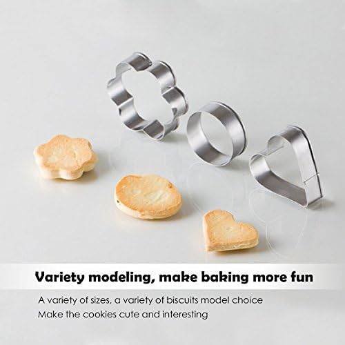 rendyTrolley Cookie Cutters Set- Heart, Star, Round, Flower - 12Pcs Cookie Cutters 3 Sizes | Cookie Cutter Set