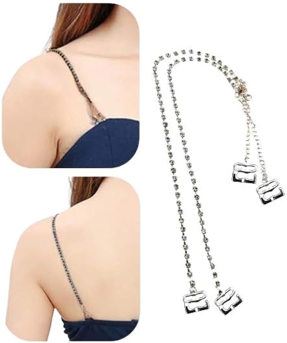 Trendytrolley 12 Pcs Bra Straps Combo Set – 4 Fancy Diamond & Pearl Bra Straps (Silver, Black, Gold, Pearl) + 4 Colorful Elastic Bra Straps –4 Pairs Transparent 15mm Invisible Bra Straps