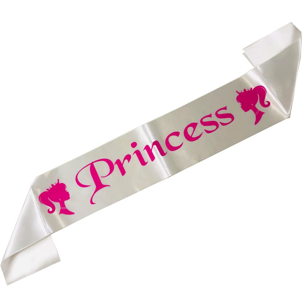 "Decofy Princess Sash & Crown Set for Girls | Satin Birthday Sash with Silver Rhinestone Tiara | Dress-Up, Pageants, Parties & Special Events Search this page"