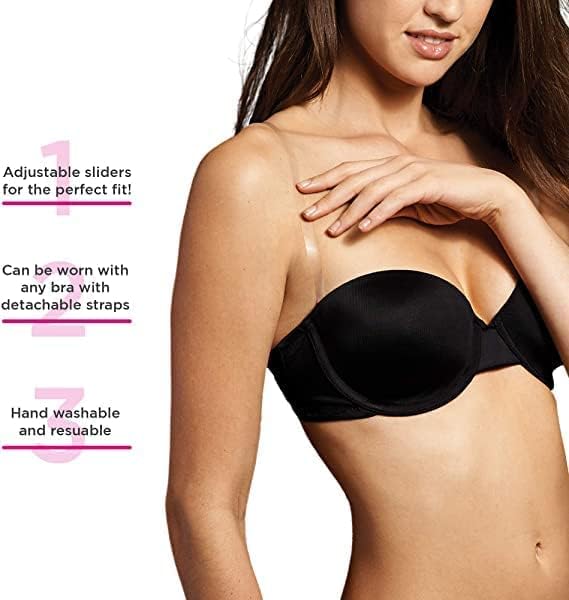 TrendyTrolley 15 MM Silicone Transparent Bra Straps For Women | Invisible Clear Bra Straps Strong Grip For Girls & Womens (4 Pairs)