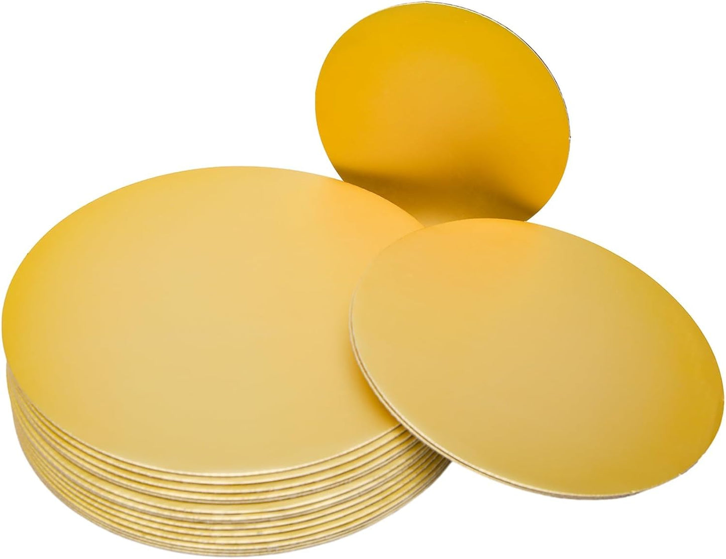 TrendyTrolley Round Cake Base Board |MDF Cardboard Disposable Cake Pizza Circle Scalloped Mate Gold Tart Decorating Base Stand|8 inch - 6 Pc - Round