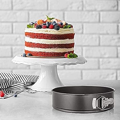 TrendyTrolley 3 Pc Round Cake Mould SpringForm Non Stick Carbon Steel Removable Bottom Premium Material Safe for Microwave,OTG Oven etc- 3 Pc Round Cake Mould