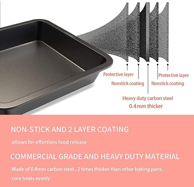 TrendyTrolley® Bread Loaf Pan & Square Cake Tin Combo | Non-Stick Bakeware Set for Breads, Brownies & Tea Cakes (2 Pc)